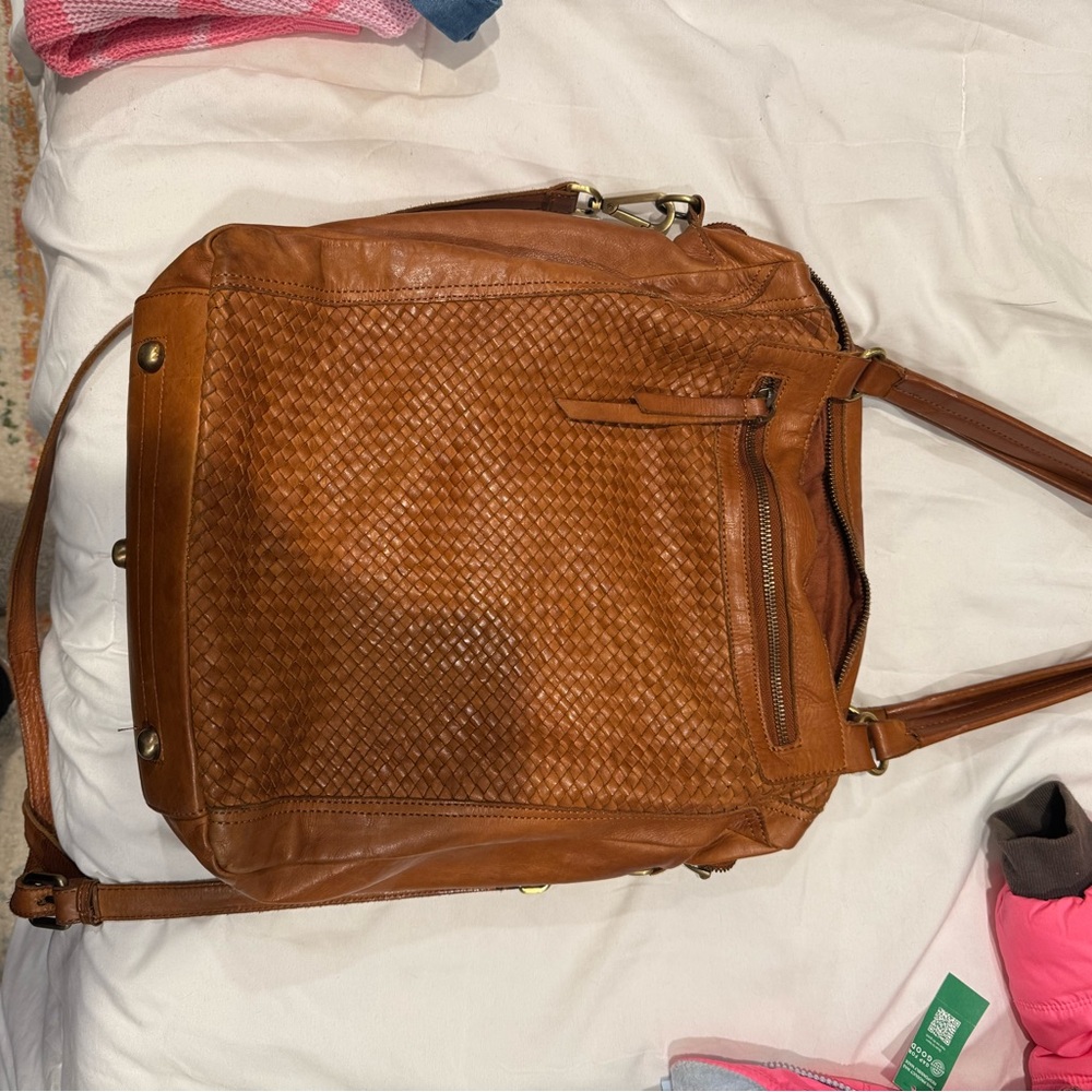 Elegant Brown Woven Leather Tote
